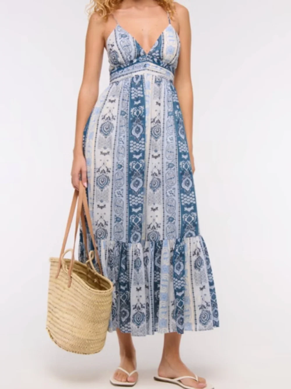 AF Abercrombie & Fitch Women's Bra-Free Tie-Back Maxi Dress, size L Tall, NWOT